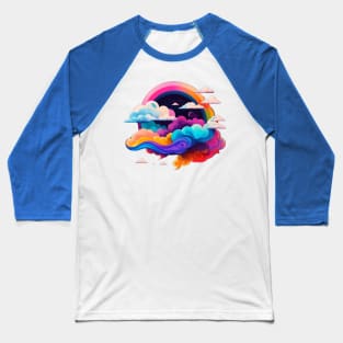 multi color clouds with rainbow Baseball T-Shirt